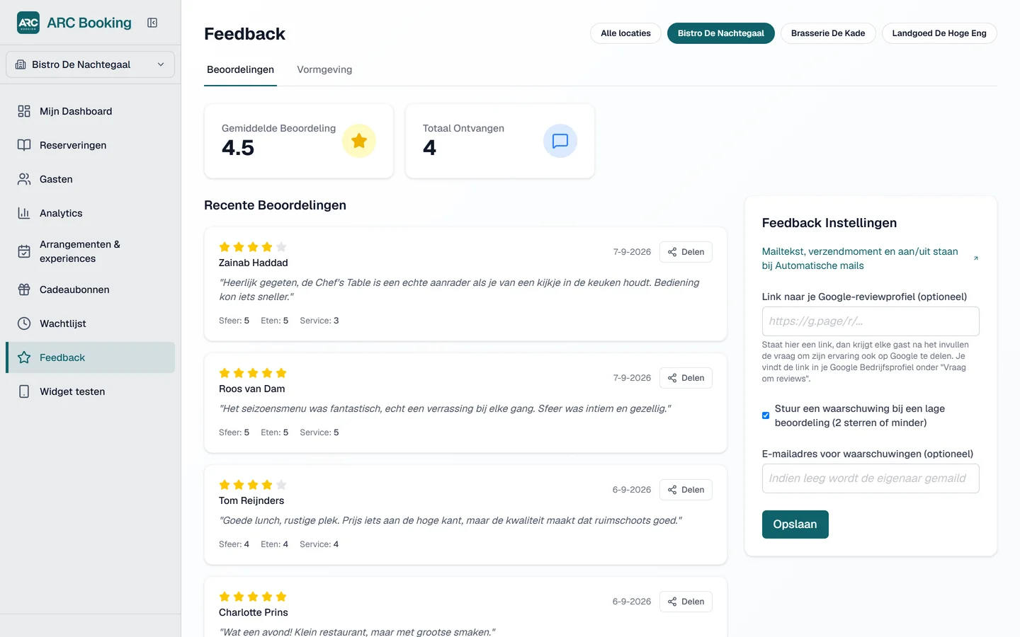 ARC Booking module: Feedback